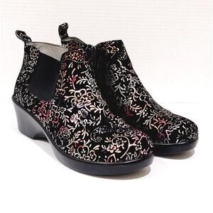Alegria Eve-559 Womens Ankle Boots Size 37 US 9 Floral Zip Up Chelsea Leather 7
